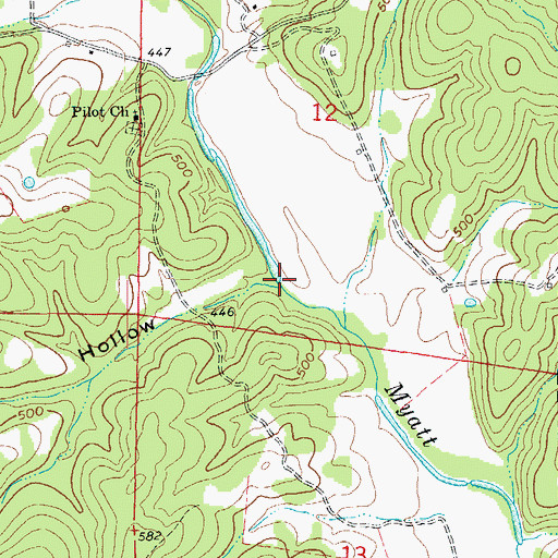 Topographic Map of Blue Spring Hollow, AR