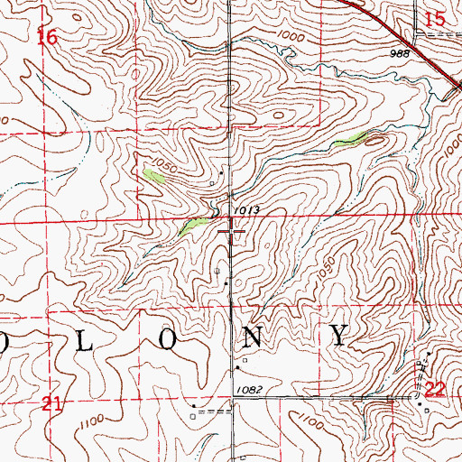 Topographic Map of Township of Colony, IA