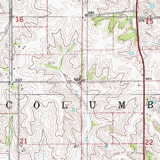 Topographic Map of Township of Columbia, IA
