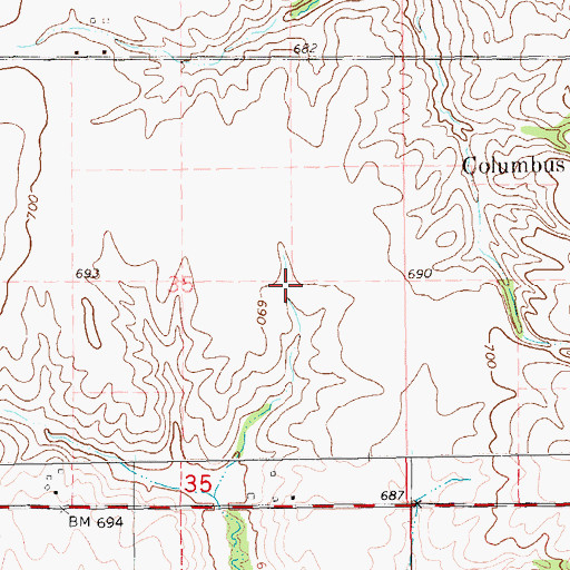 Topographic Map of Township of Columbus City, IA