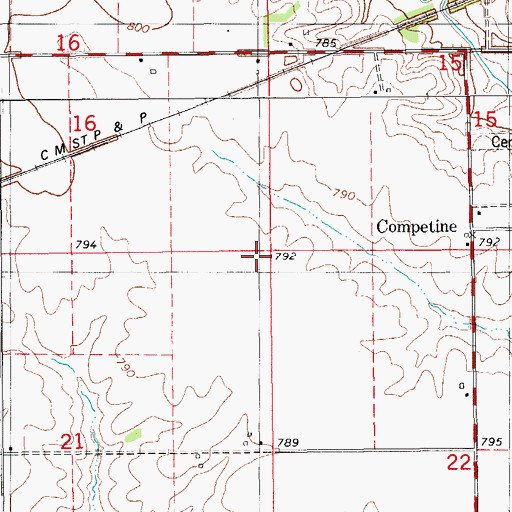 Topographic Map of Township of Competine, IA