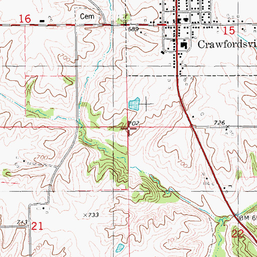 Topographic Map of Township of Crawford, IA