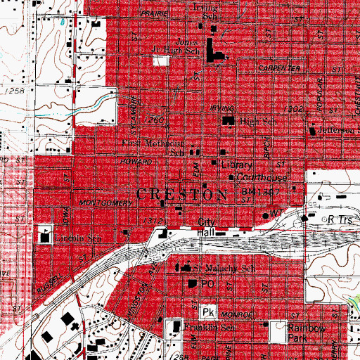 Topographic Map of City of Creston, IA