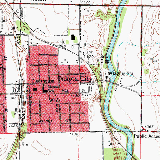 Topographic Map of City of Dakota City, IA