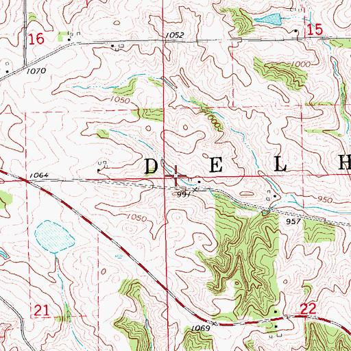 Topographic Map of Township of Delhi, IA