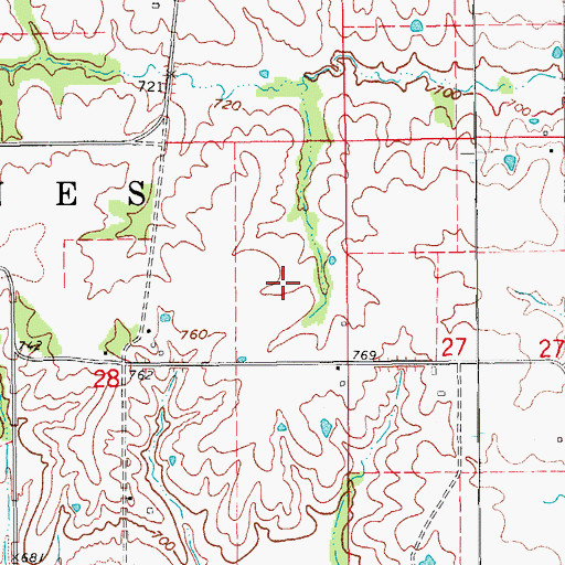 Topographic Map of Township of Des Moines, IA