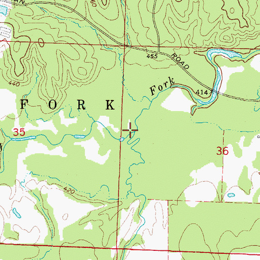 Topographic Map of Bluff Creek, AR