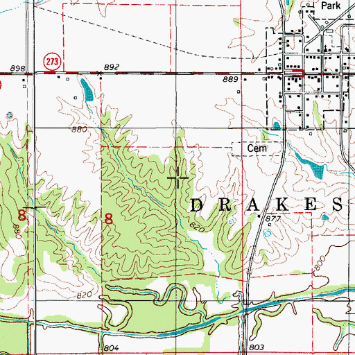 Topographic Map of Township of Drakesville, IA