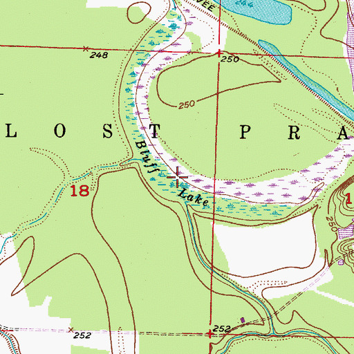Topographic Map of Bluff Lake, AR