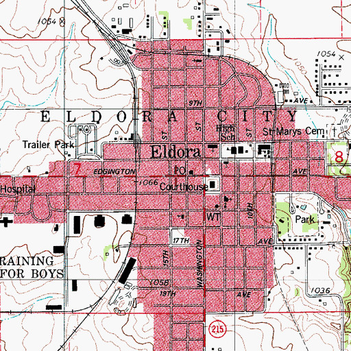 Topographic Map of City of Eldora, IA