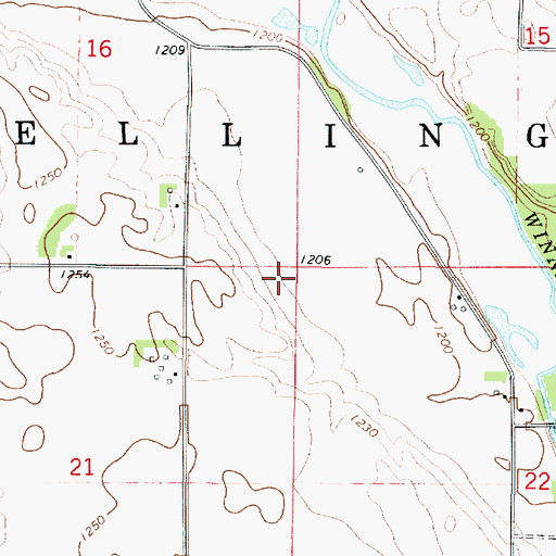 Topographic Map of Township of Ellington, IA