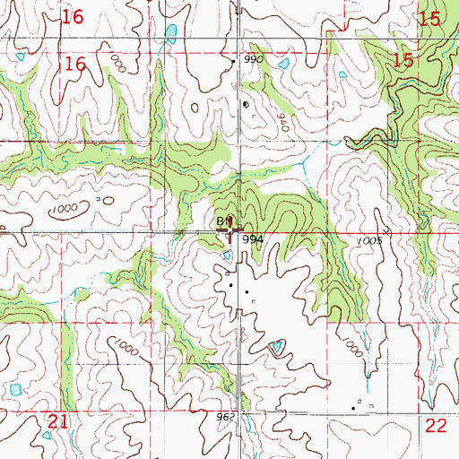 Topographic Map of Township of English, IA