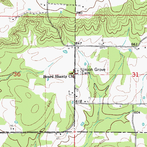 Topographic Map of Board Shanty Church, AR
