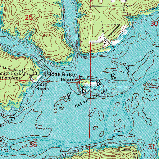 Topographic Map of Boat Ridge Island, AR