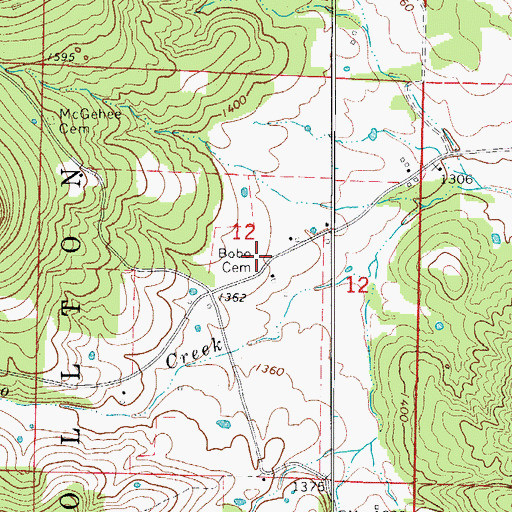 Topographic Map of Bobo Cemetery, AR