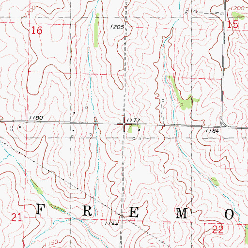 Topographic Map of Township of Fremont, IA