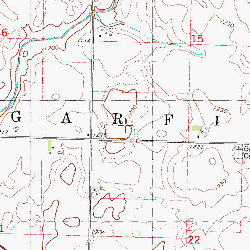 Topographic Map of Township of Garfield, IA