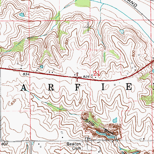 Topographic Map of Township of Garfield, IA