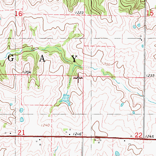 Topographic Map of Township of Gay, IA