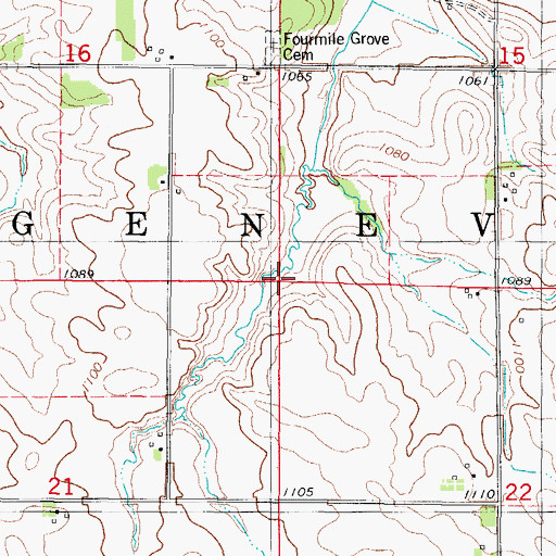 Topographic Map of Township of Geneva, IA