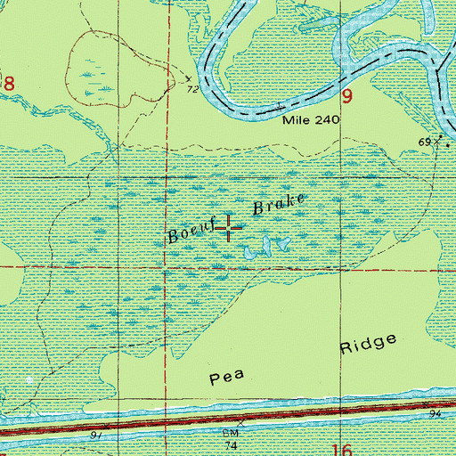 Topographic Map of Boeut Brake, AR