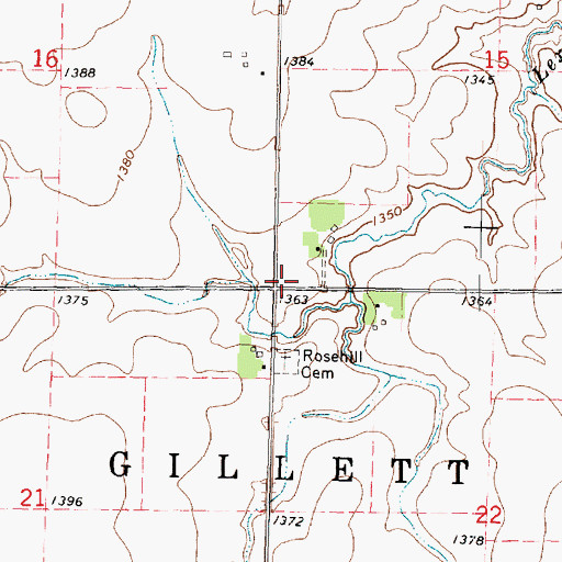 Topographic Map of Township of Gillett Grove, IA