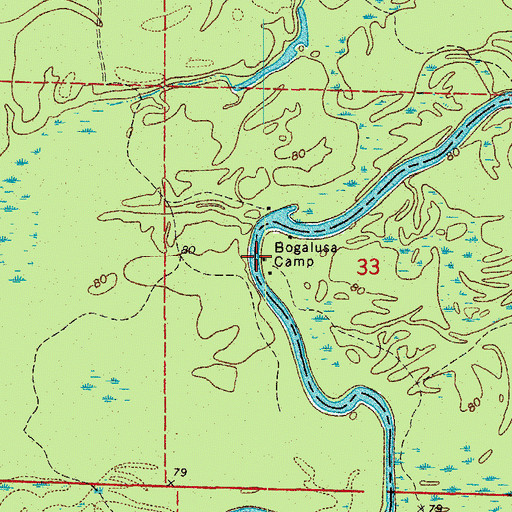Topographic Map of Bogalusa Camp, AR