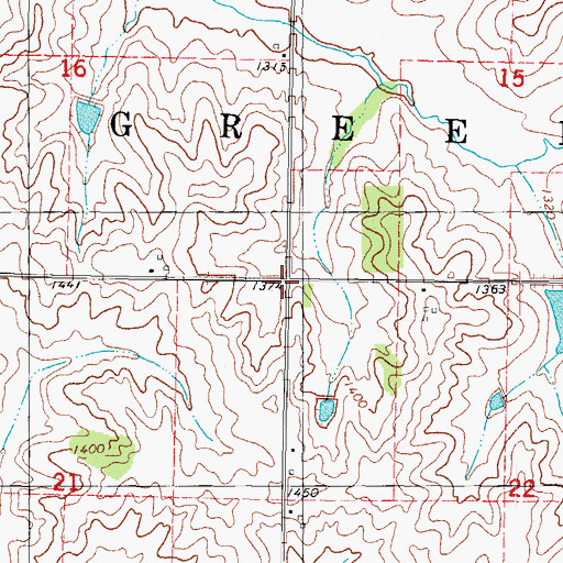 Topographic Map of Township of Greeley, IA