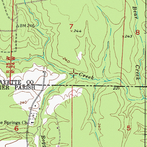 Topographic Map of Boggs Creek, AR