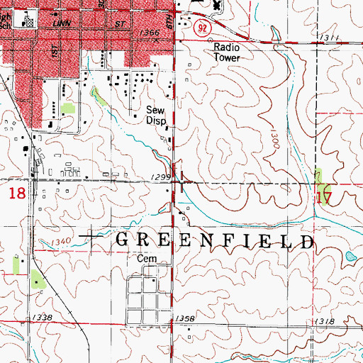 Topographic Map of Township of Greenfield, IA