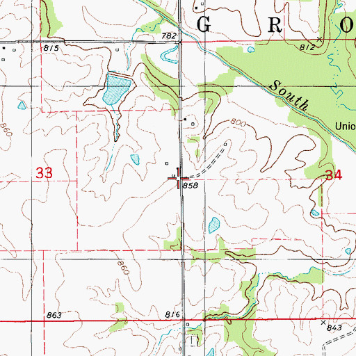 Topographic Map of Township of Grove, IA