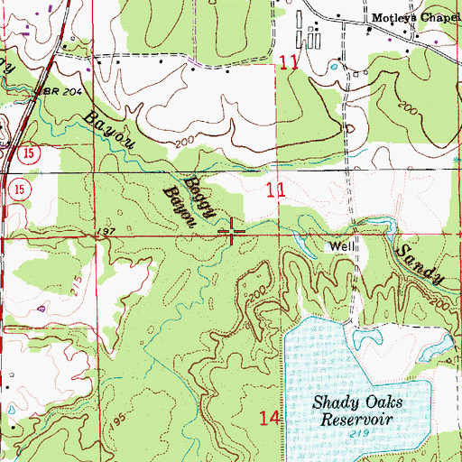 Topographic Map of Boggy Bayou, AR