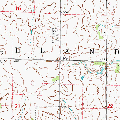 Topographic Map of Township of Highland, IA