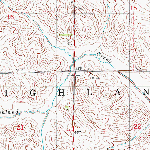 Topographic Map of Township of Highland, IA