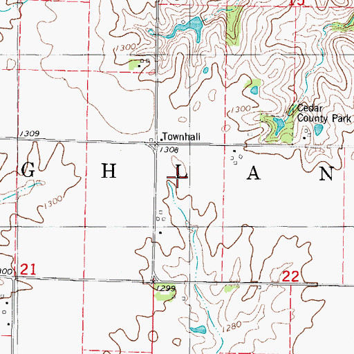Topographic Map of Township of Highland, IA