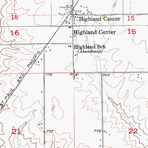 Topographic Map of Township of Highland, IA