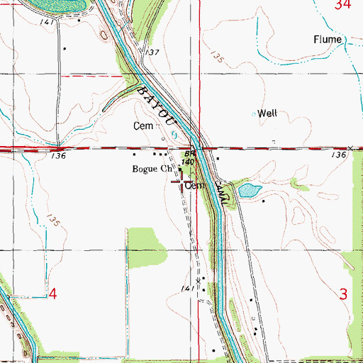 Topographic Map of Bogue Cemetery, AR