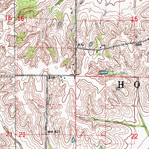Topographic Map of Township of Honey Creek, IA