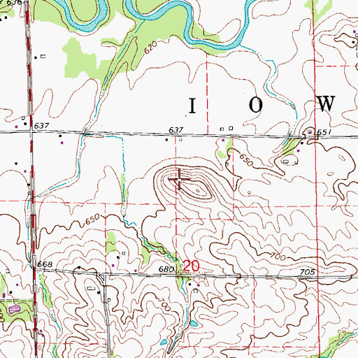 Topographic Map of Township of Iowa, IA