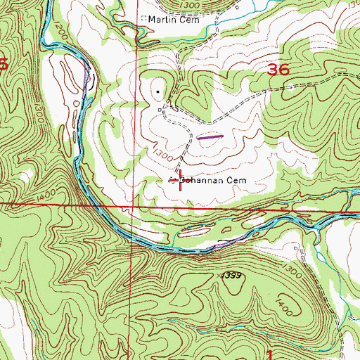 Topographic Map of Bohannan Cemetery, AR
