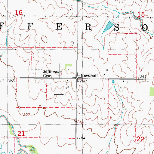 Topographic Map of Township of Jefferson, IA