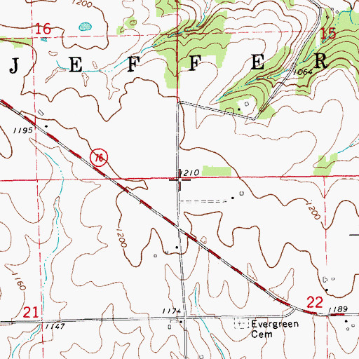 Topographic Map of Township of Jefferson, IA