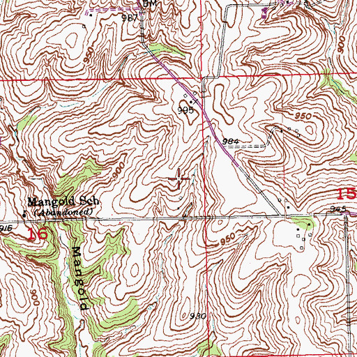 Topographic Map of Township of Jefferson, IA