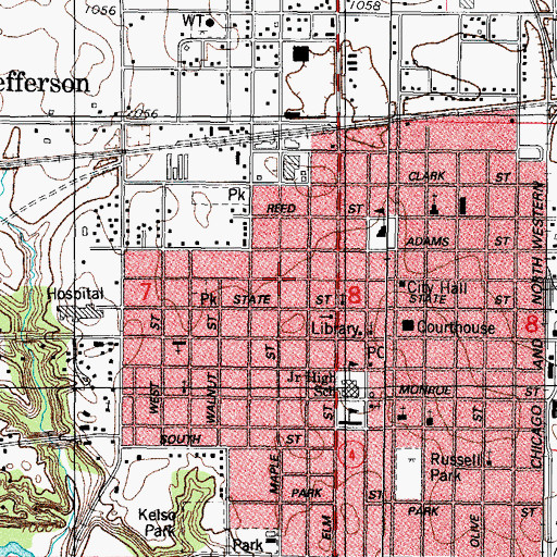 Topographic Map of City of Jefferson, IA