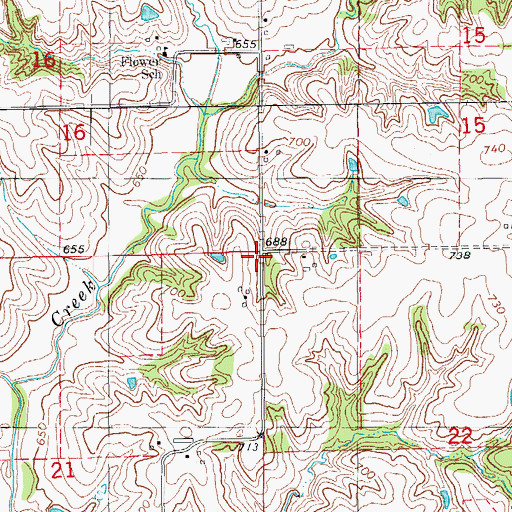 Topographic Map of Township of Jefferson, IA