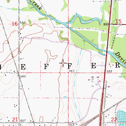 Topographic Map of Township of Jefferson, IA
