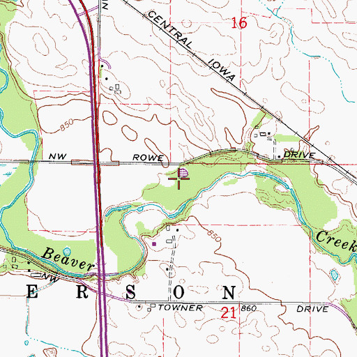 Topographic Map of Township of Jefferson, IA