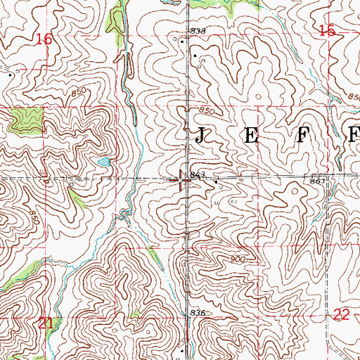 Topographic Map of Township of Jefferson, IA