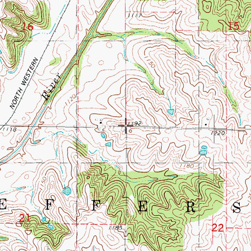 Topographic Map of Township of Jefferson, IA