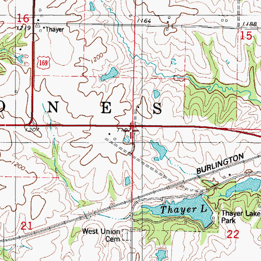 Topographic Map of Township of Jones, IA